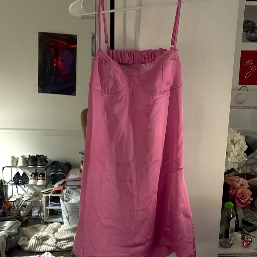 Pink Satin mini Dress